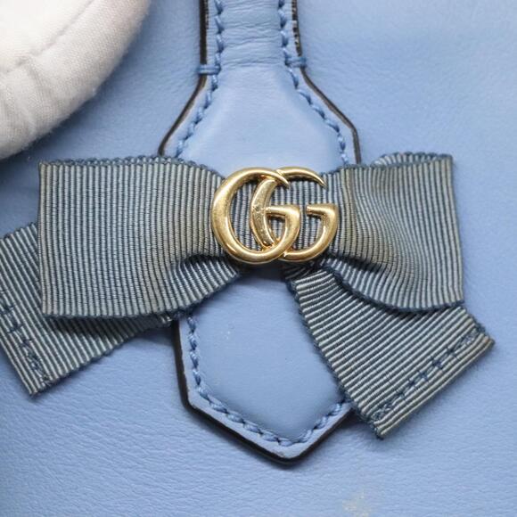 GUCCI Hand Bag Leather Blue Gold - Picture 15 of 16
